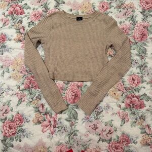 beige tan long sleeve thermal top Size S